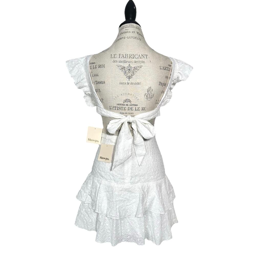 Showpo. | Women | Joselyn White Floral Eyelet Tie Back Matching Set | Size 4 - Picture 3 of 16